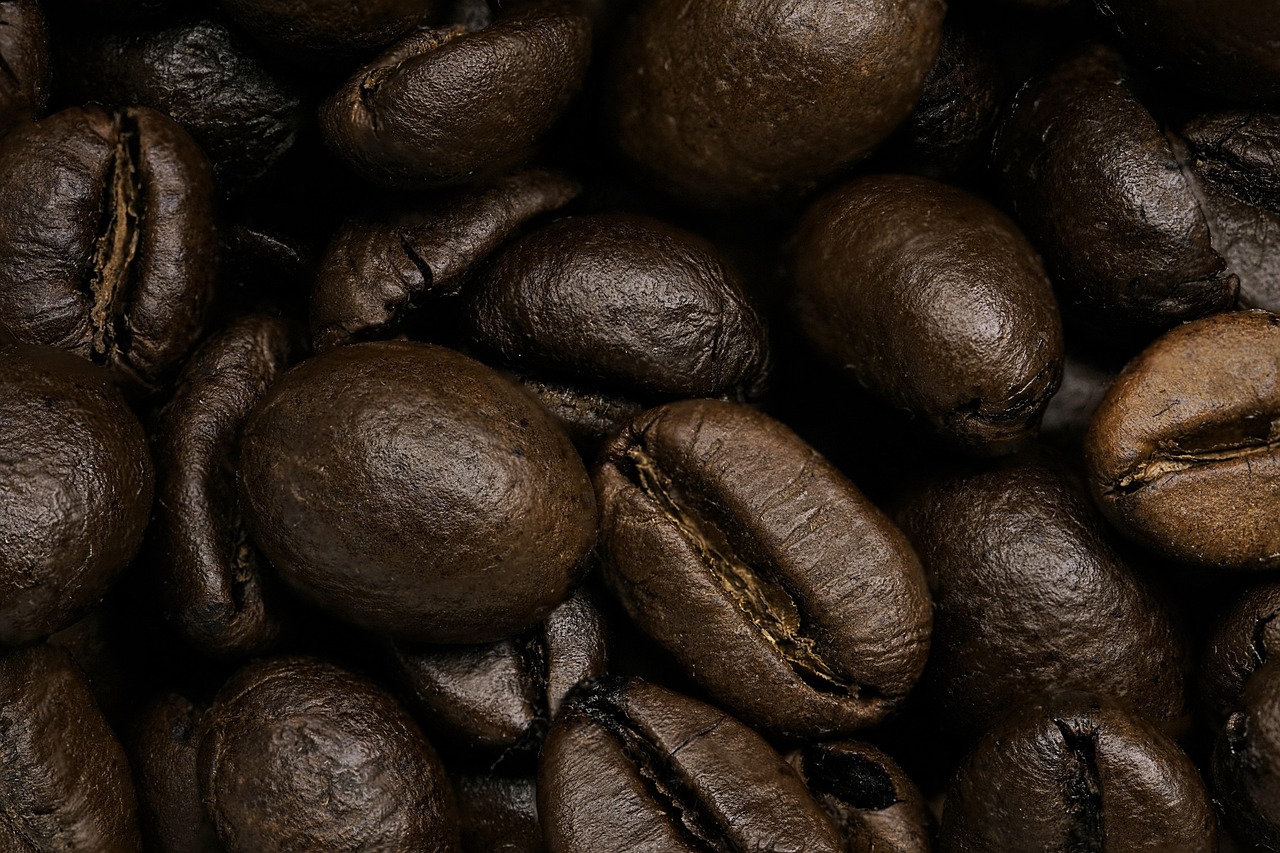 Freshly roasted beans cooling in the drum tray